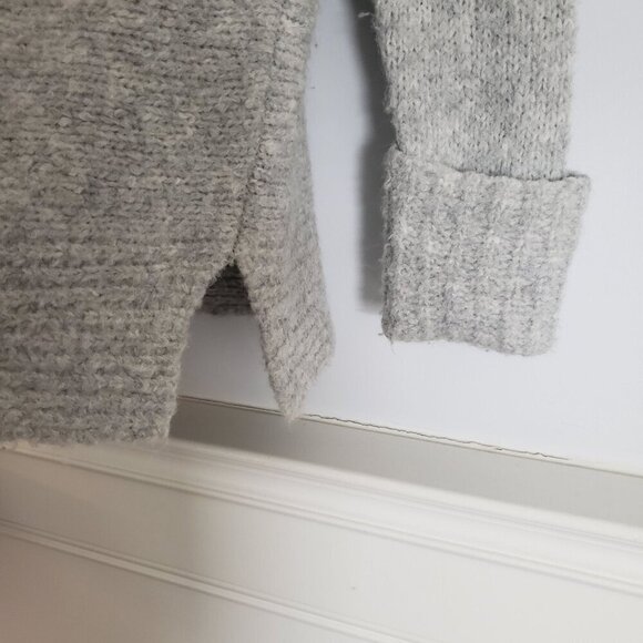 CLUB MONACO Matalin Alpaca Wool Wide Scoop Neck Grey Chunky Sweater Tunic Medium - Picture 4 of 14